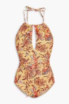 Annika printed halterneck swimsuit