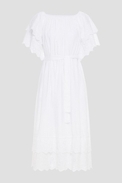 Dee tiered belted broderie anglaise voile midi dress