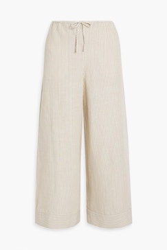 Striped linen and Lyocell-blend wide-leg pants