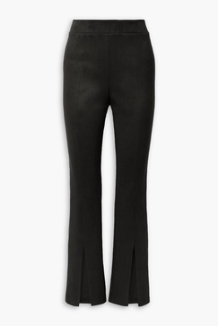 Faux stretch-suede straight-leg pants