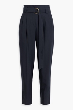 Pleated wool tapered pants