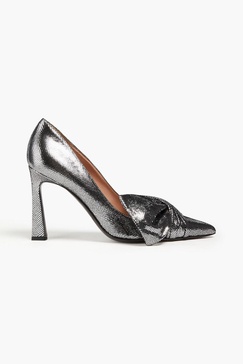 Metallic snake-effect leather pumps