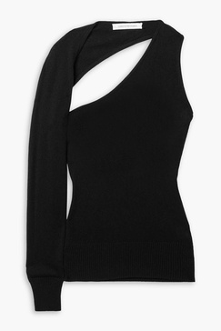 One-sleeve wool and cashmere-blend sweater