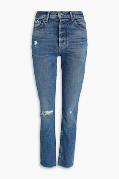 Distressed high-rise skinny jeans