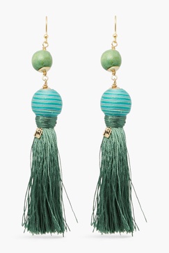 Gold-tone, cord and bead earrings