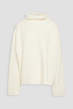 Ribbed wool-blend turtleneck sweater