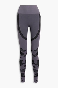 Camouflage-print stretch leggings