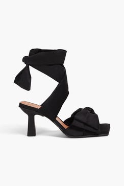 Bow-detailed satin-twill sandals