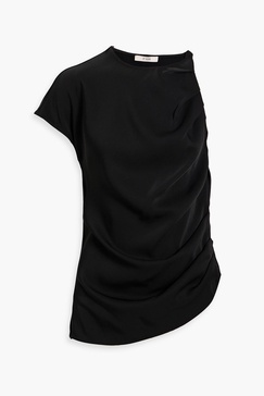 One-sleeve ruched jersey top