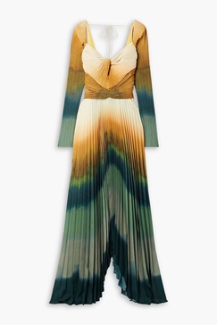 Varvara tie-dyed pleated crepe de chine maxi dress