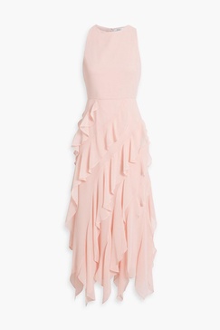 Ruffled chiffon midi dress