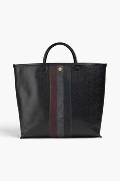 Felt-trimmed pebbled-leather tote