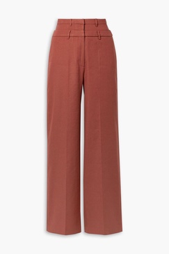 Laila linen-blend twill wide-leg pants