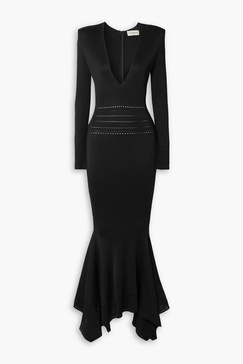 Perforated stretch-knit gown