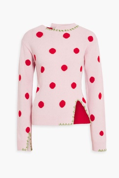 Polka-dot jacquard-knit wool sweater