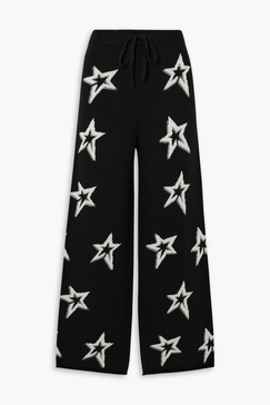 Intarsia merino wool track pants