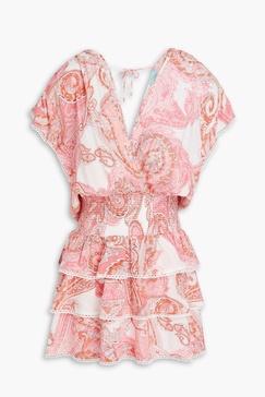 Jess ruffled paisley-print voile mini dress