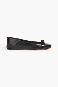 Clarita bow-detailed leather collapsible-heel ballet flats