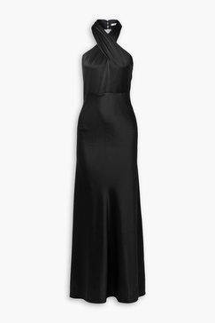 Alberta halterneck satin maxi dress