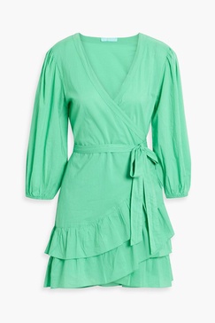 Tabitha ruffled cotton mini wrap dress