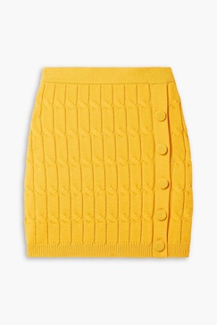 Galle cable-knit cotton-blend mini skirt