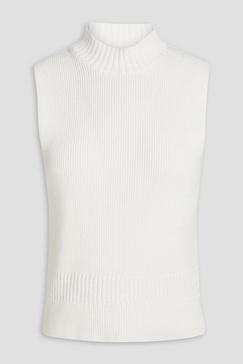 Cutout ribbed cotton turtleneck top