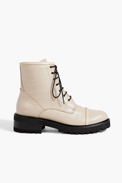 Bryce 20 croc-effect leather combat boots