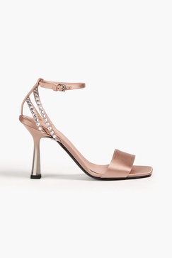 Crystal-embellished satin sandals