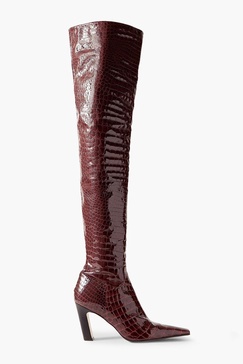 Marfa croc-effect leather over-the-knee boots