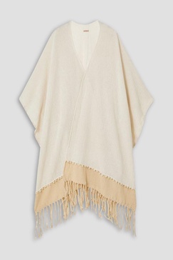 Wanpu fringed two-tone cotton-gauze coverup