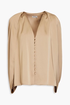 Dawn cape-effect satin-crepe blouse