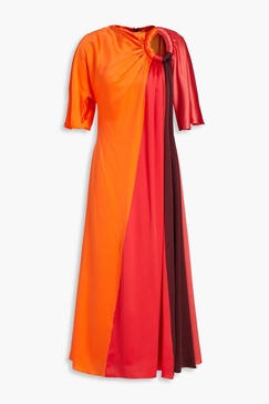  Fiamma color-block silk-satin midi dress