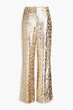 Shivon metallic fil coupé Lurex and silk-blend wide-leg pants