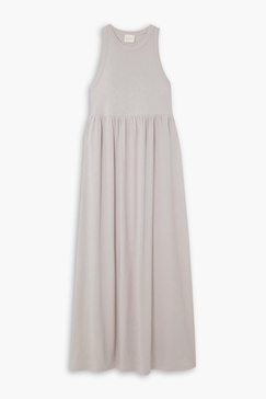 Gathered cotton-jersey maxi dress