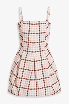 Eris pleated gingham cotton-twill mini dress