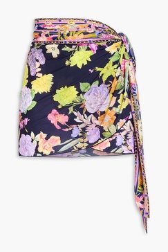 Floral-print stretch-jersey pareo