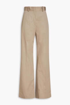 Stretch cotton-twill wide-leg pants