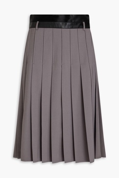 Pleated twill midi wrap skirt