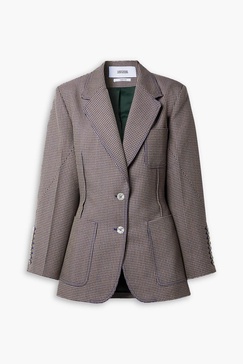 Checked wool-blend blazer