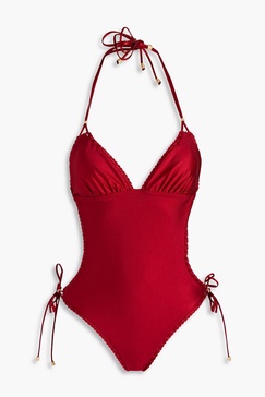 Cutout halterneck swimsuit