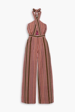 Striped cotton halterneck jumpsuit