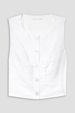 Shenari ruched cotton-blend poplin shirt