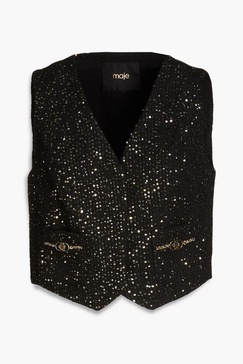 Sequined tweed vest