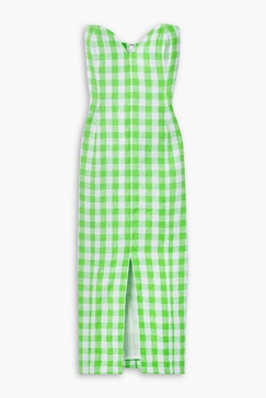 Didi strapless gingham hemp midi dress