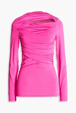 Cutout draped satin-jersey top