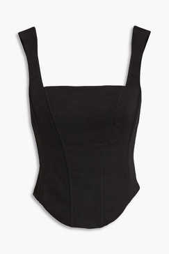 Cotton-blend twill bustier top