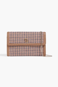 Houndstooth canvas and leather shoulder bag