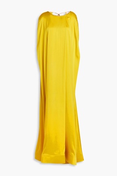 Parvina cape-effect draped silk-satin gown