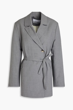 Belted woven blazer