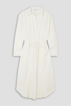 Molto belted gathered cotton-poplin midi shirt dress